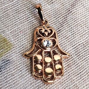 Hamsa Heavy Plated Necklace Pendant No Chain Jewish Protection Jewelry Hand NEW